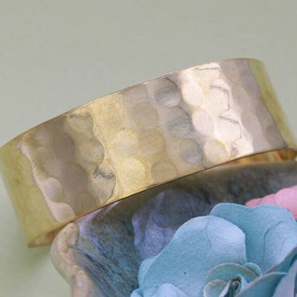 Gold Hammered Bracelet Cuff - Picture 1 of 2